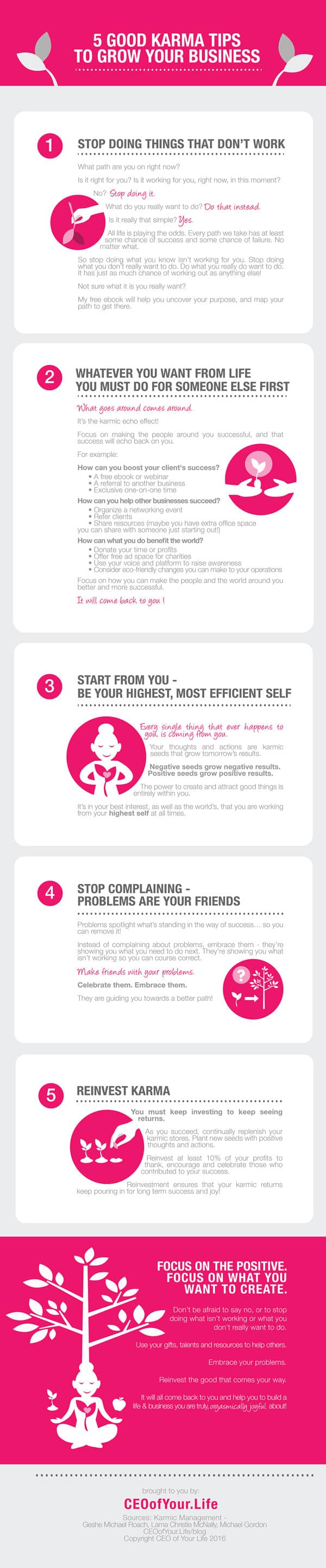5 Good Karma Tips to Grow Your Business - An Infographic from Create an orgasmically joyful life & business