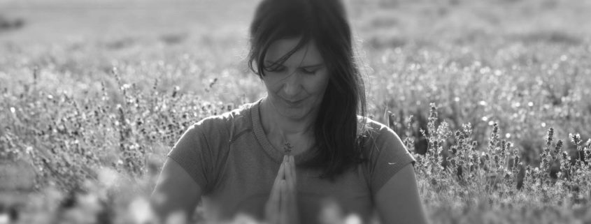 Melissa Meditating in a field of lavender